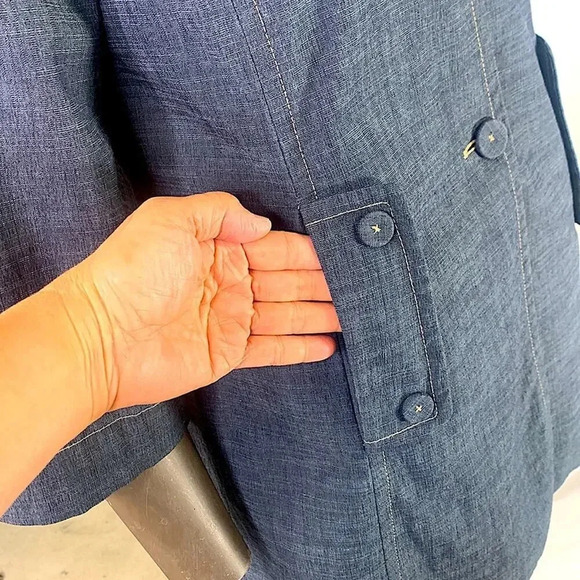 Rafaella Button Down 3/4 Sleeve Blazer Lightweight Jacket Size 8 Slate Blue - Picture 5 of 13